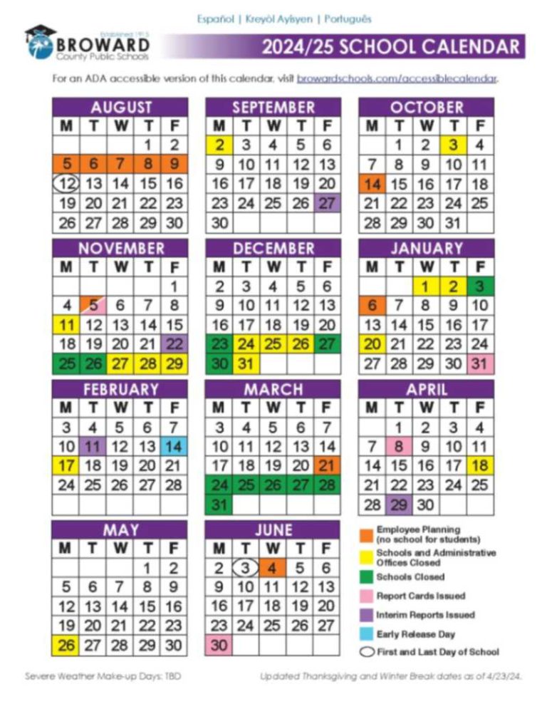 Broward County Schools Calendar 2025 Download PDF