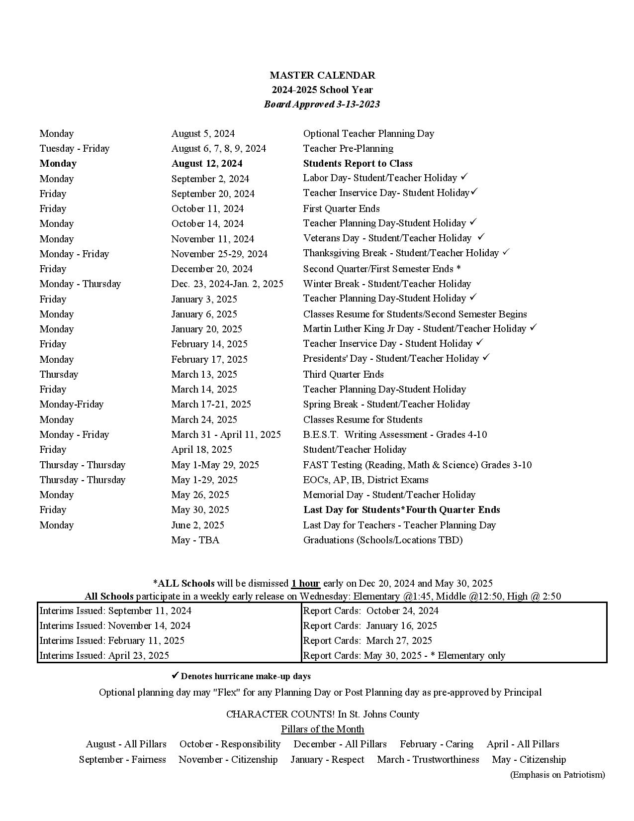 St Johns County Schools Calendar 202425 SJCSD Holidays