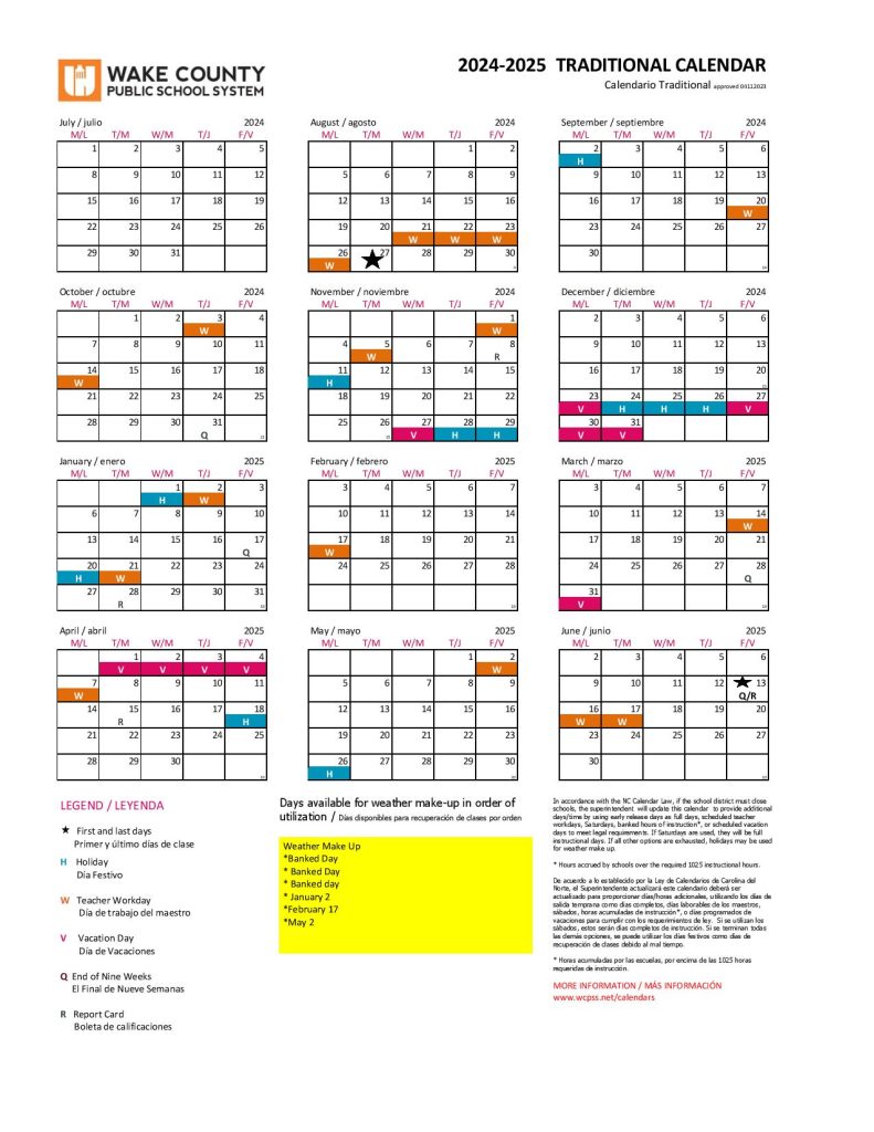 Wake County Schools Calendar