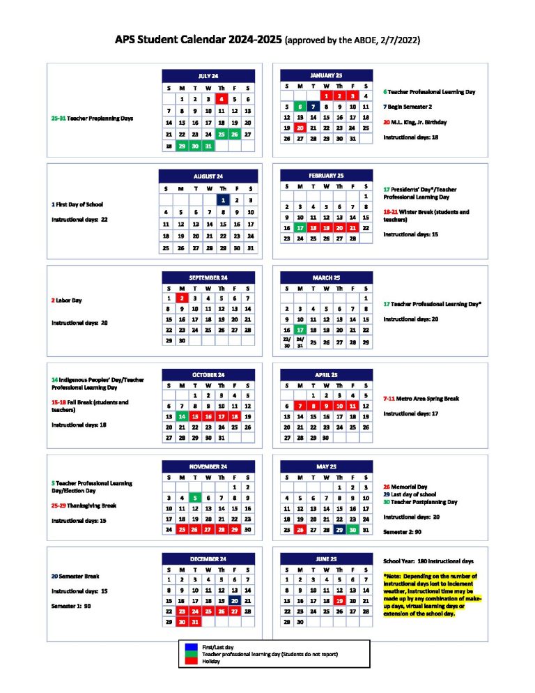 Atlanta Public Schools Calendar 20242025 APS Holidays