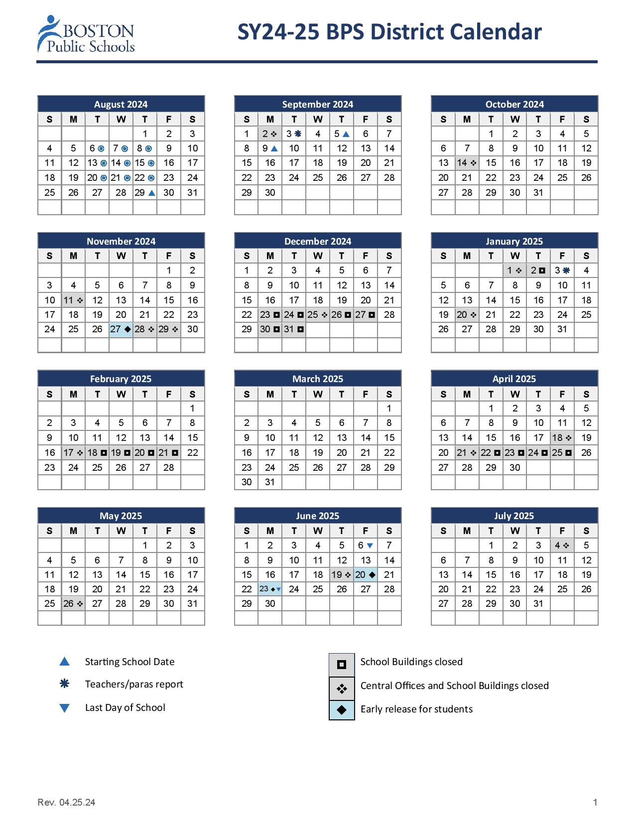 Boston Public Schools Calendar 2025 BPS Holidays