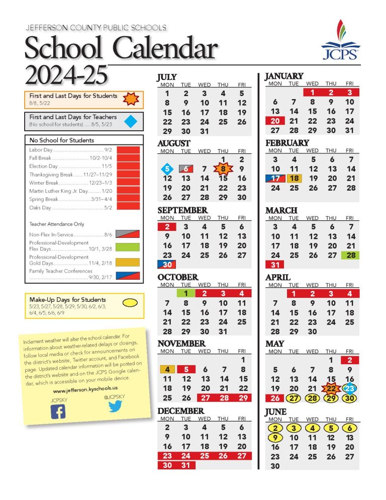 Jefferson County Public Schools Calendar 202425 Kentucky