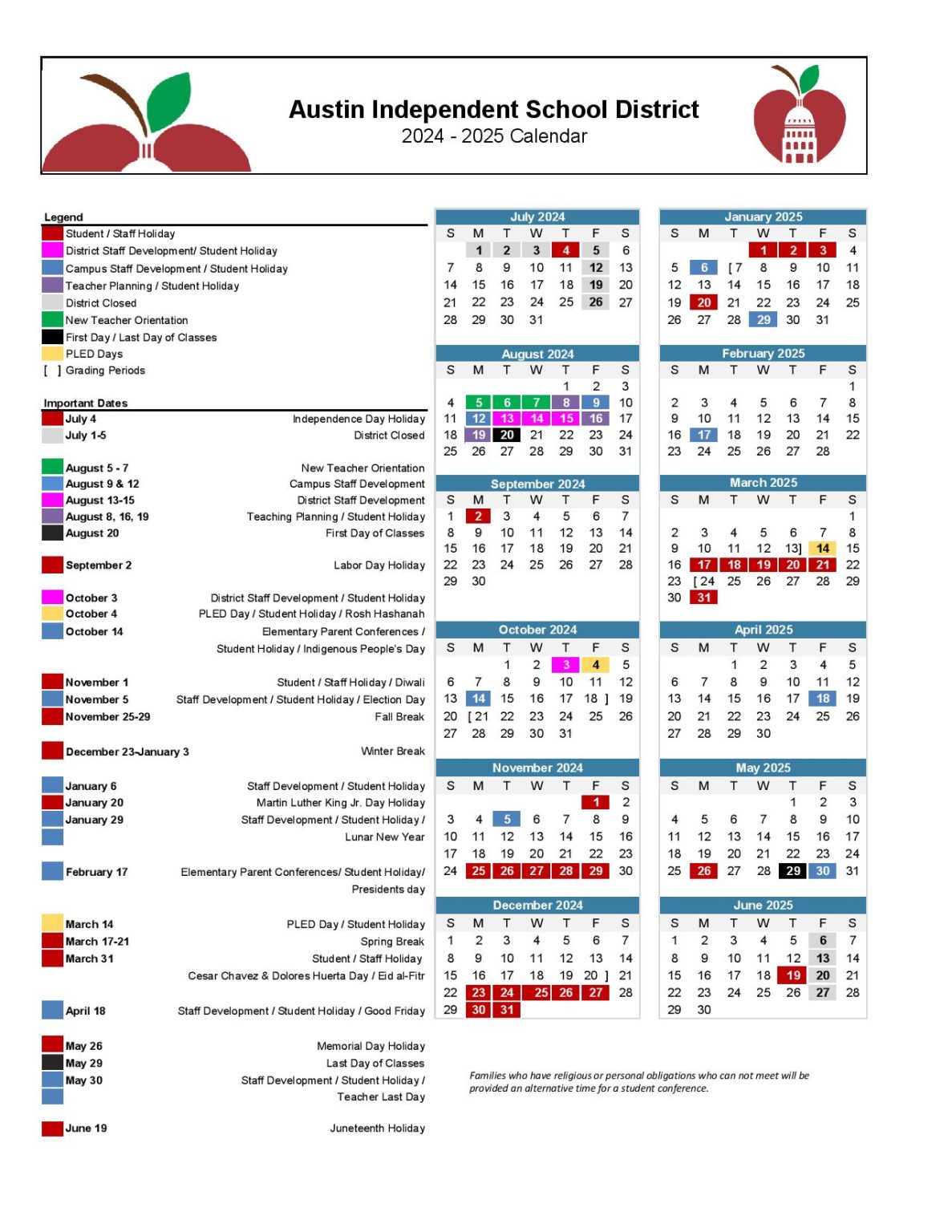 Austin ISD Calendar 2024