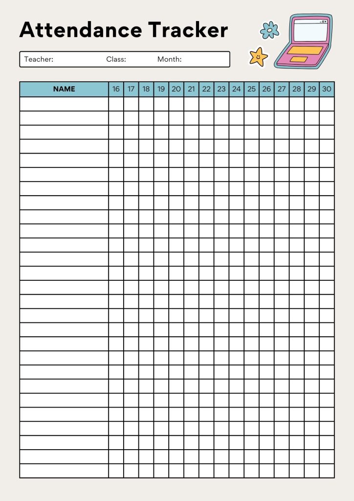 Student's Attendance Tracker Template