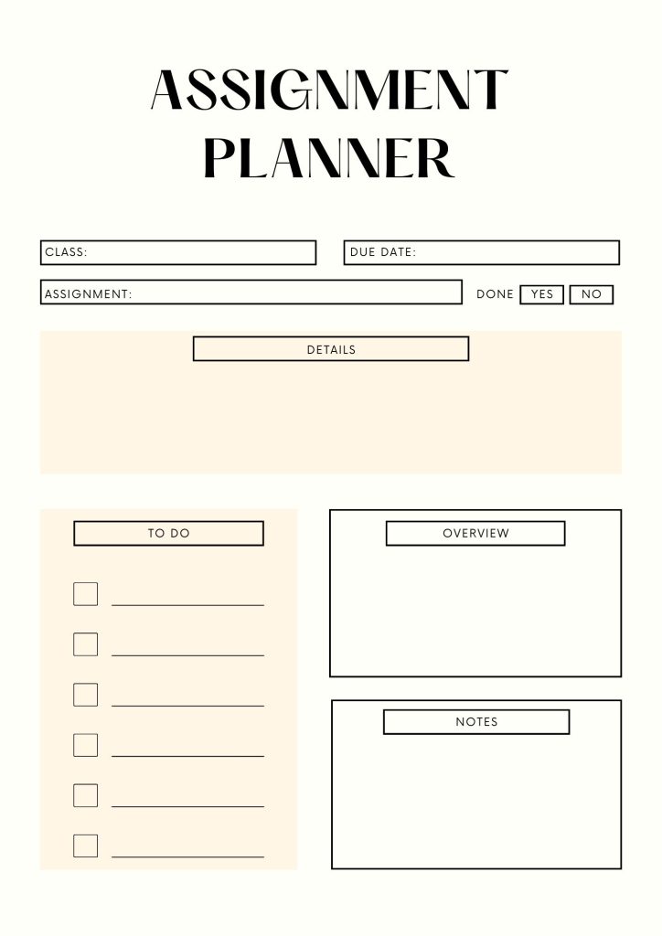 Assignment Planner Template