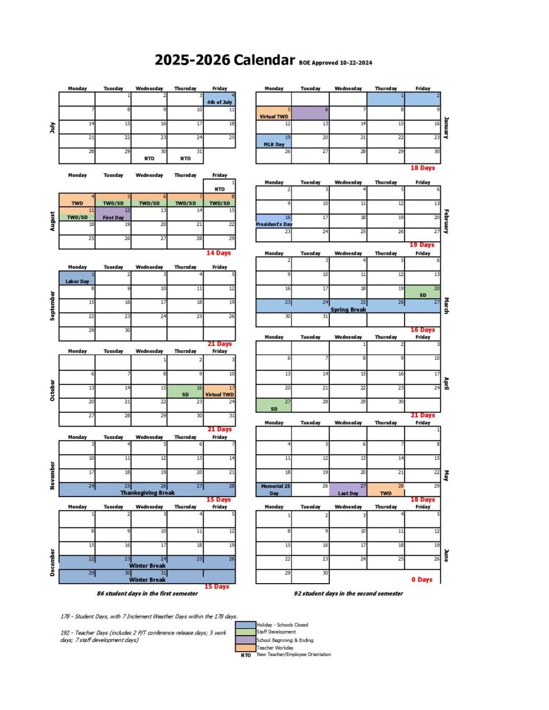 Bentonville School District Calendar 2025-2026