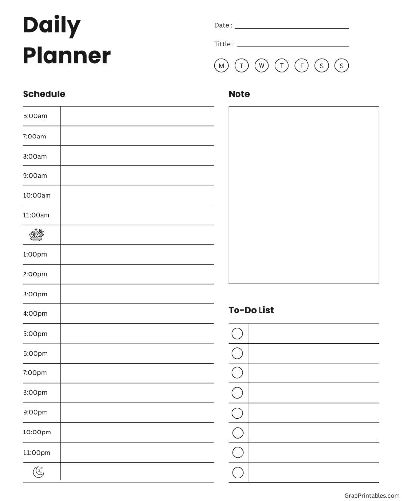 Editable Daily Planner Fillable PDF