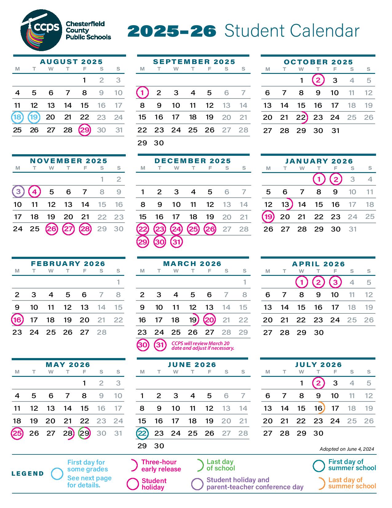 Chesterfield County Public Schools Calendar 2025 2026