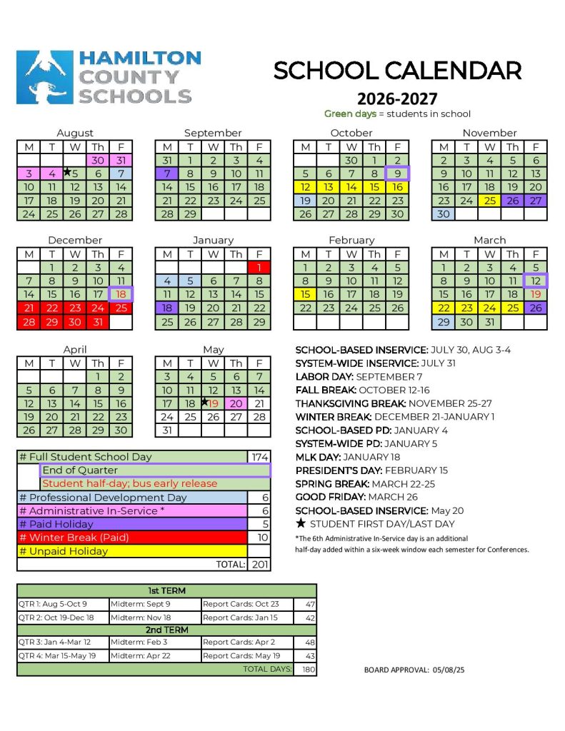 Hamilton County Schools Calendar 2026-2027