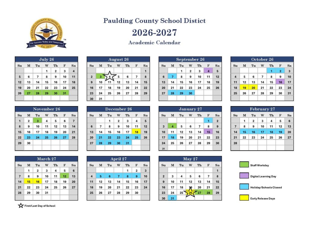Paulding County Schools Calendar 2026-2027