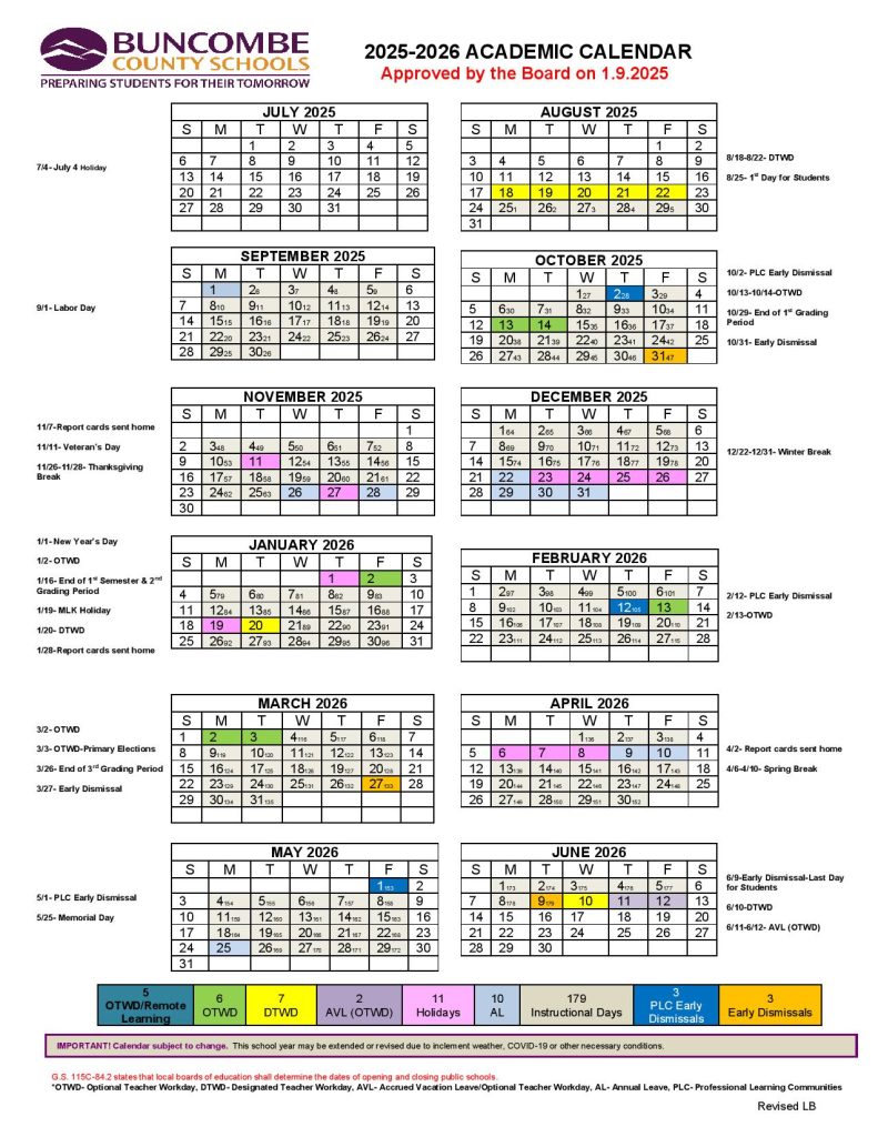 Buncombe County Schools Calendar 2025