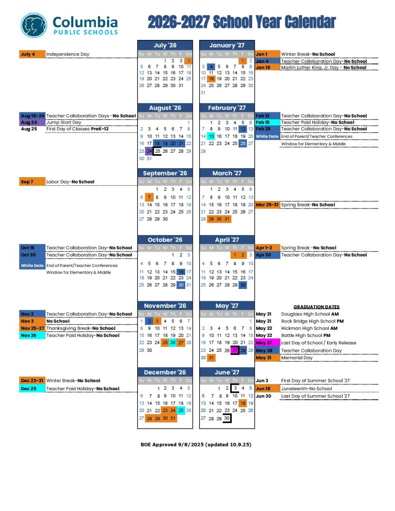 Columbia County Schools Calendar 2026-2027