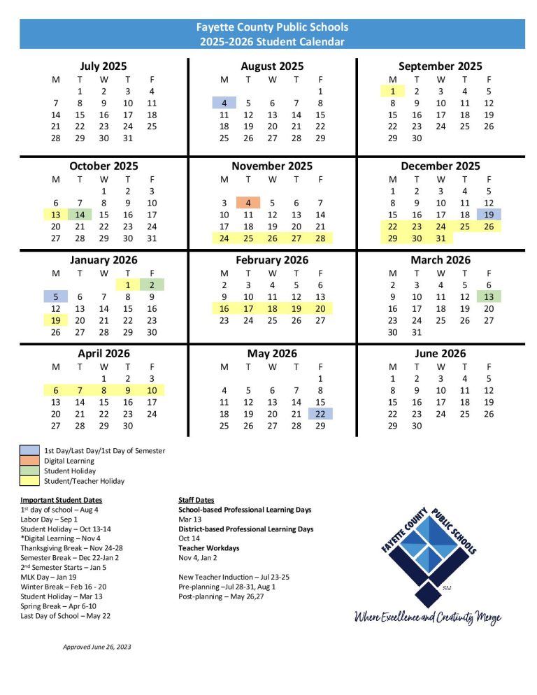 Fayette County Schools Calendar 2025 2026 Georgia
