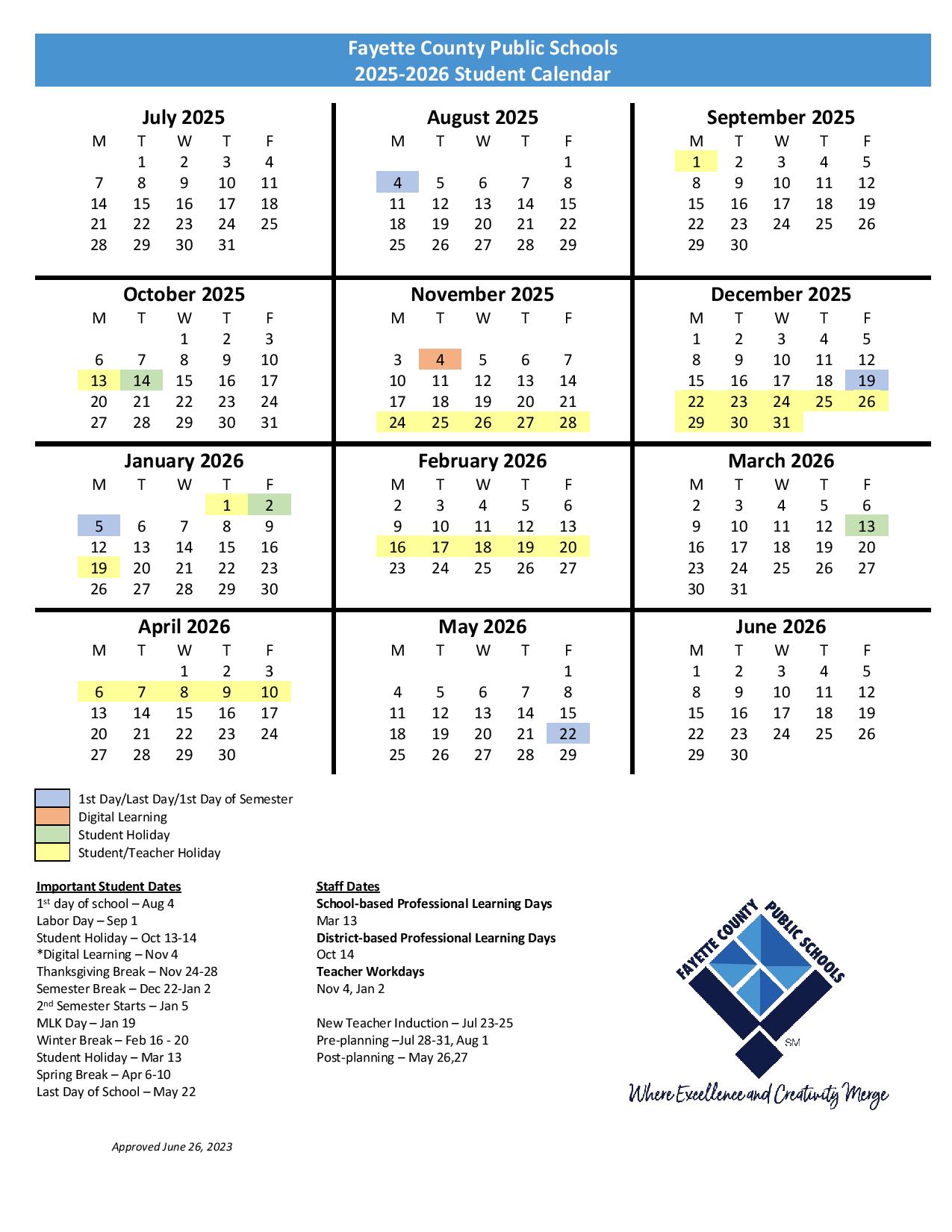 Fayette County Schools Calendar 2025 2026 Georgia