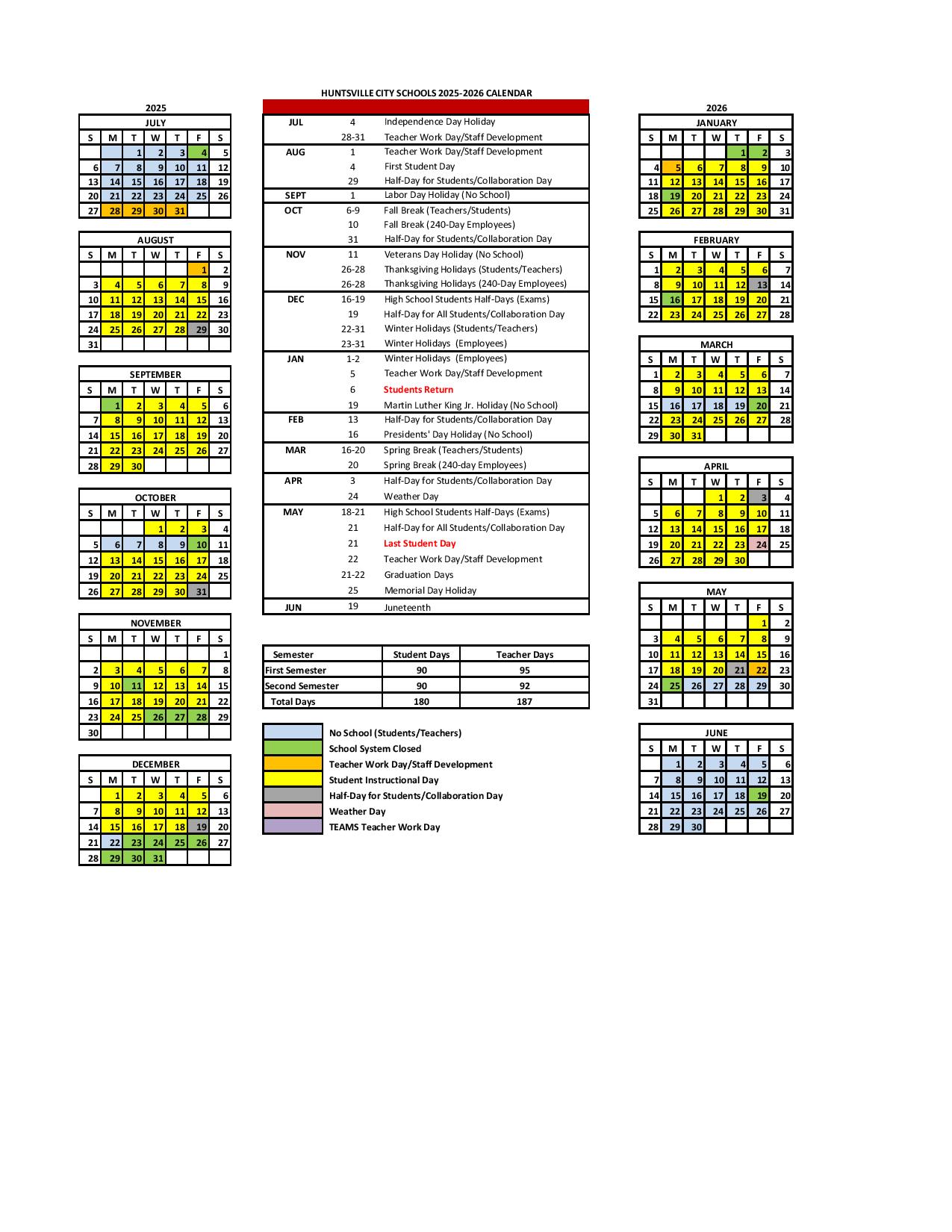 Huntsville City Schools Calendar 20252026 Holidays Huntsville City Schools Calendar 20252026 Holidays