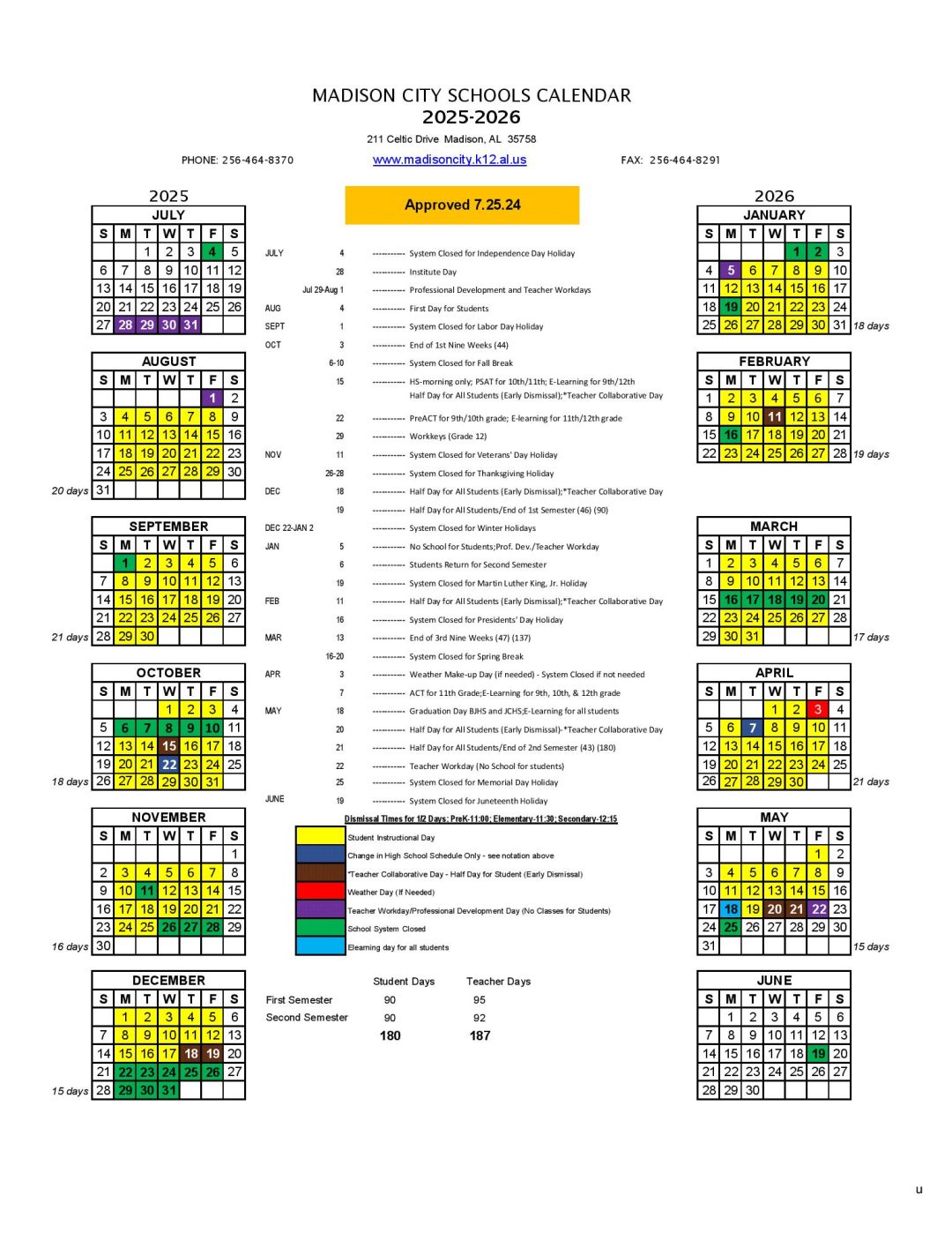 Madison City Schools Calendar 2025 2026 Holidays