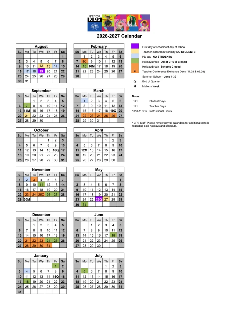 Cincinnati Public Schools Calendar 2026-2027
