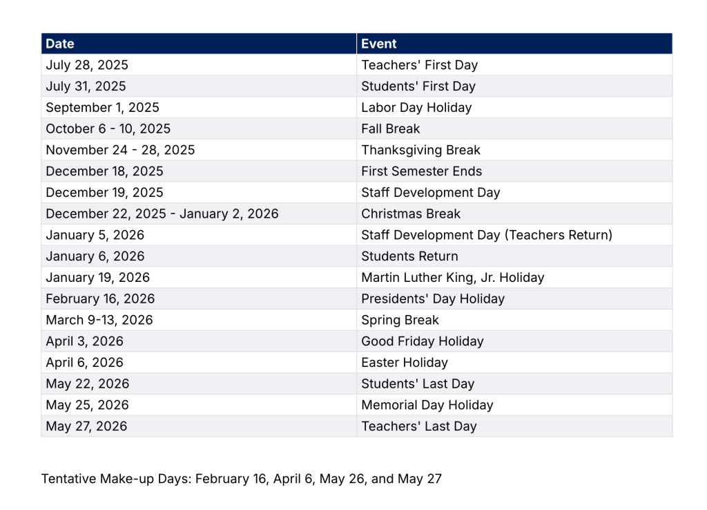 DeSoto County School District Calendar 2025