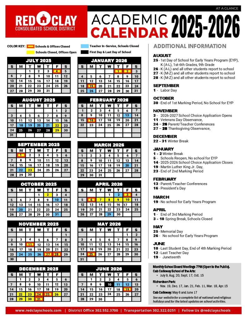 Red Clay School District Calendar 2025