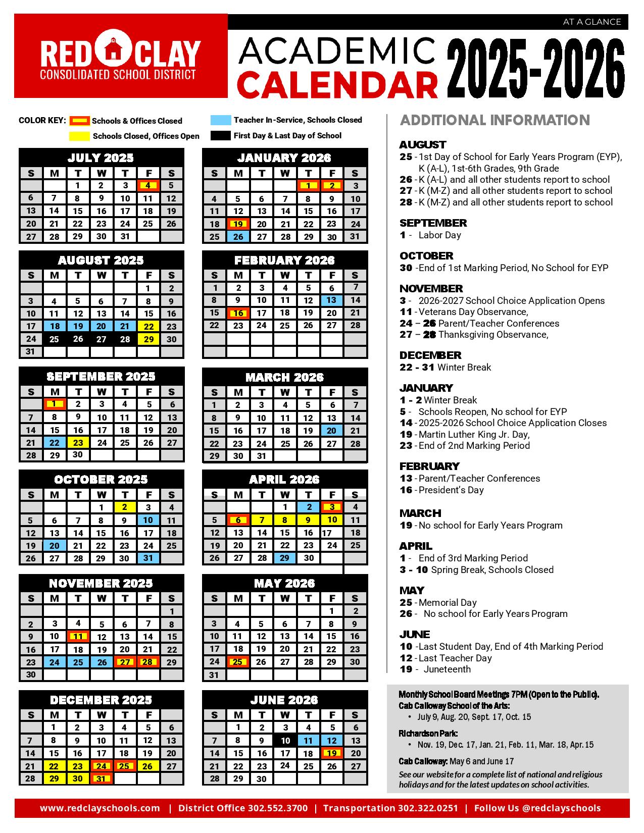 Red Clay School District Calendar 20252026 Download Now
