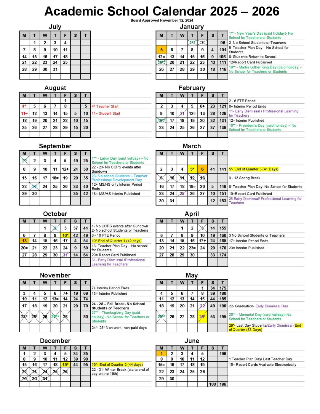 Collier County Public Schools Calendar 2025-2026 | Holidays