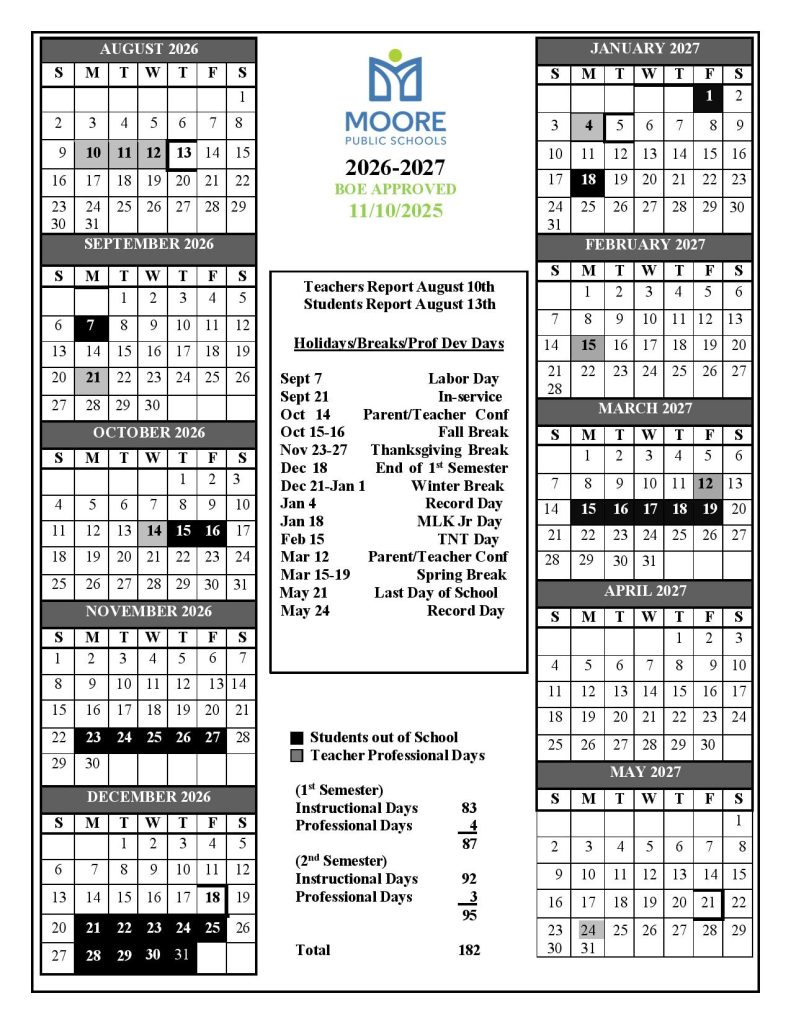 Moore Public Schools Calendar 2026-2027