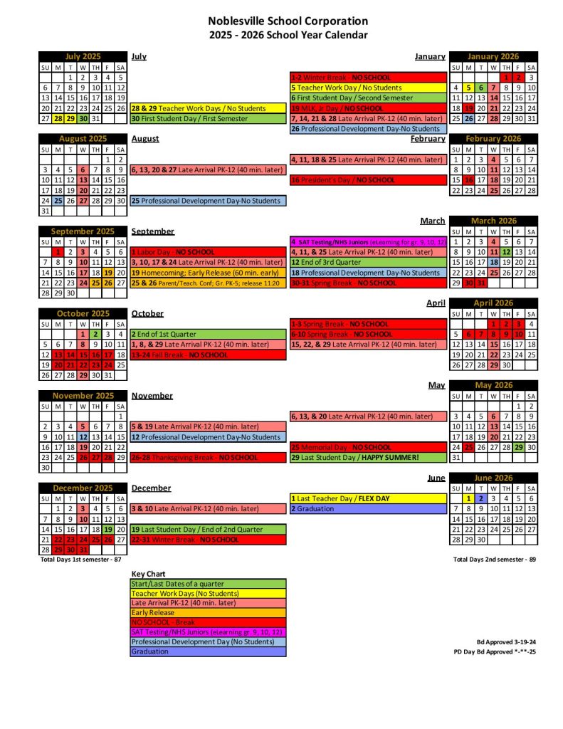 Noblesville Schools Calendar 2025