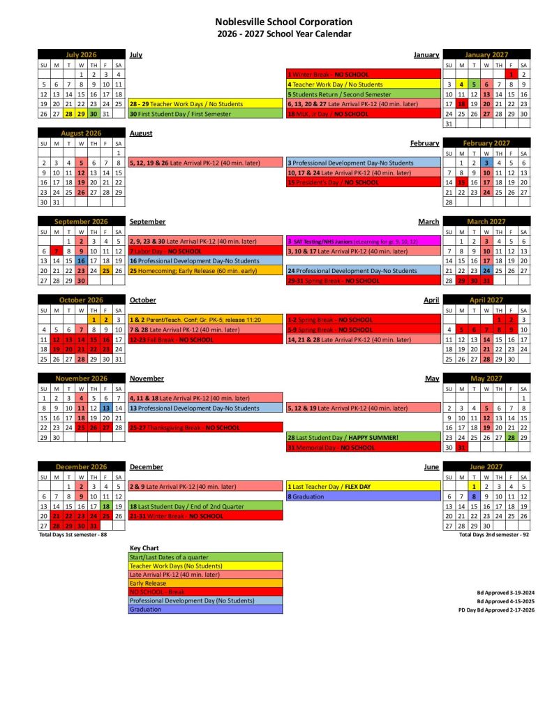 Noblesville Schools Calendar 2026-2027