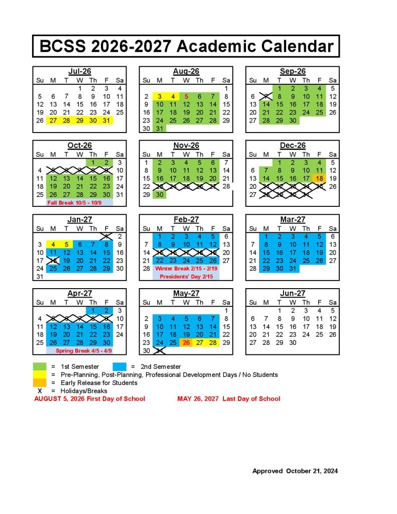Bartow County Schools Calendar 2026-2027