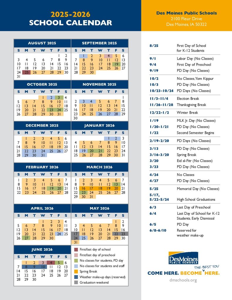 Des Moines School District Calendar 2025