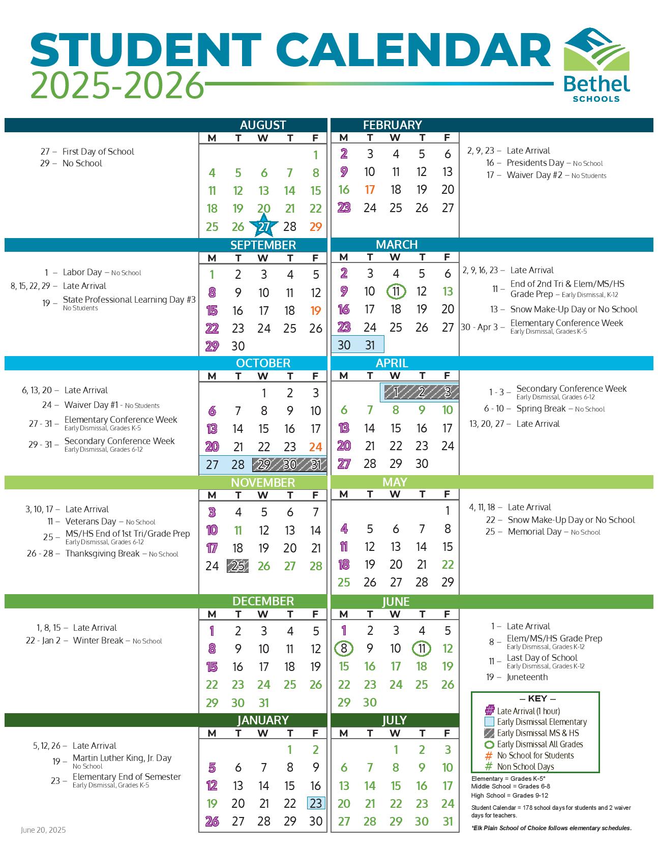 Bethel School District Calendar 2025 2026 Washington