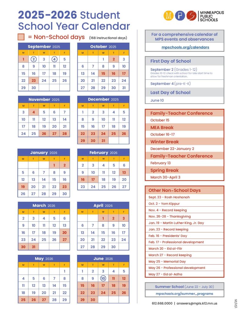 Minneapolis Public Schools Calendar 2025