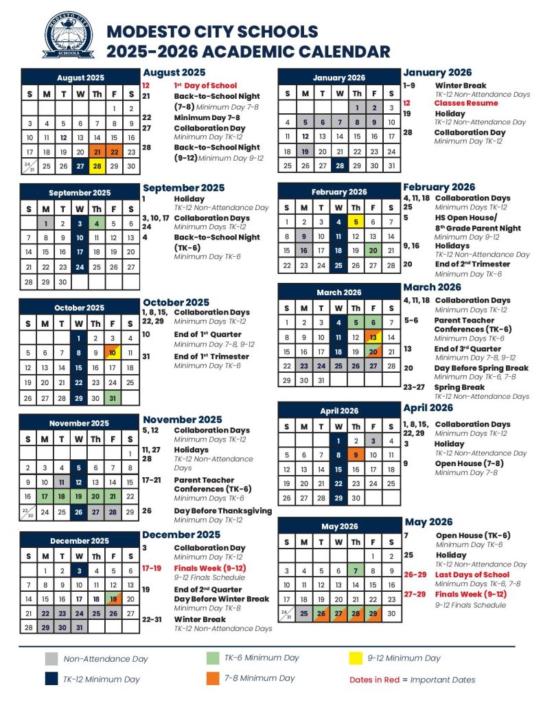 Modesto City Schools Calendar 2025