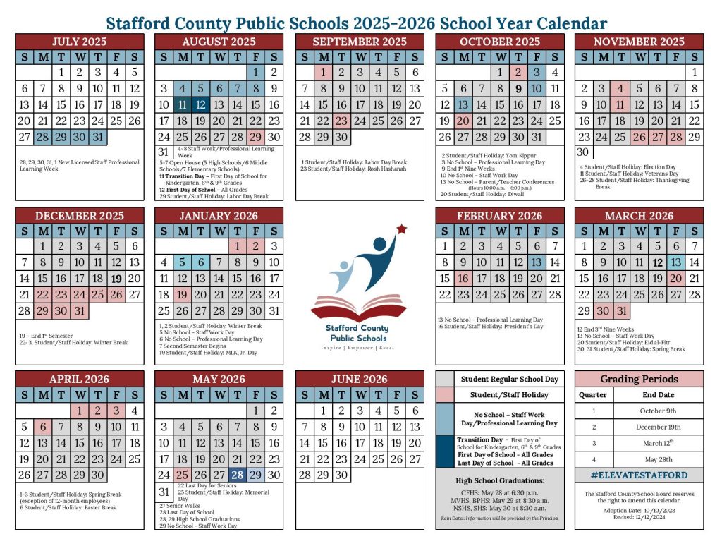 Stafford County Public Schools Calendar 2025