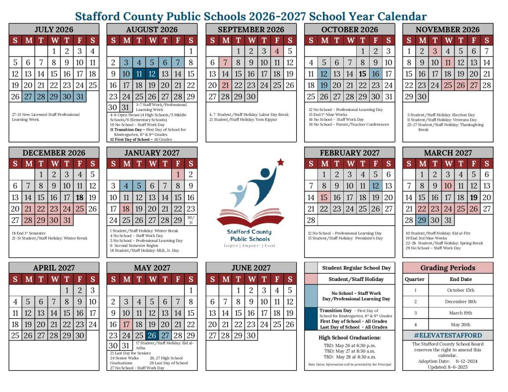Stafford County Public Schools Calendar 2026-2027