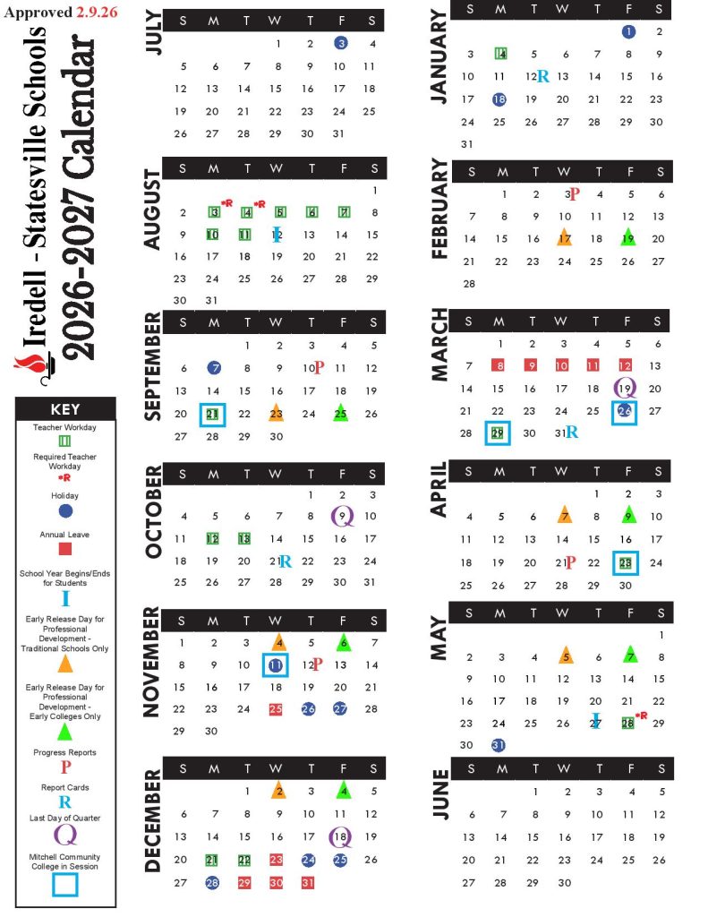 Iredell Statesville Schools Calendar 2026-2027