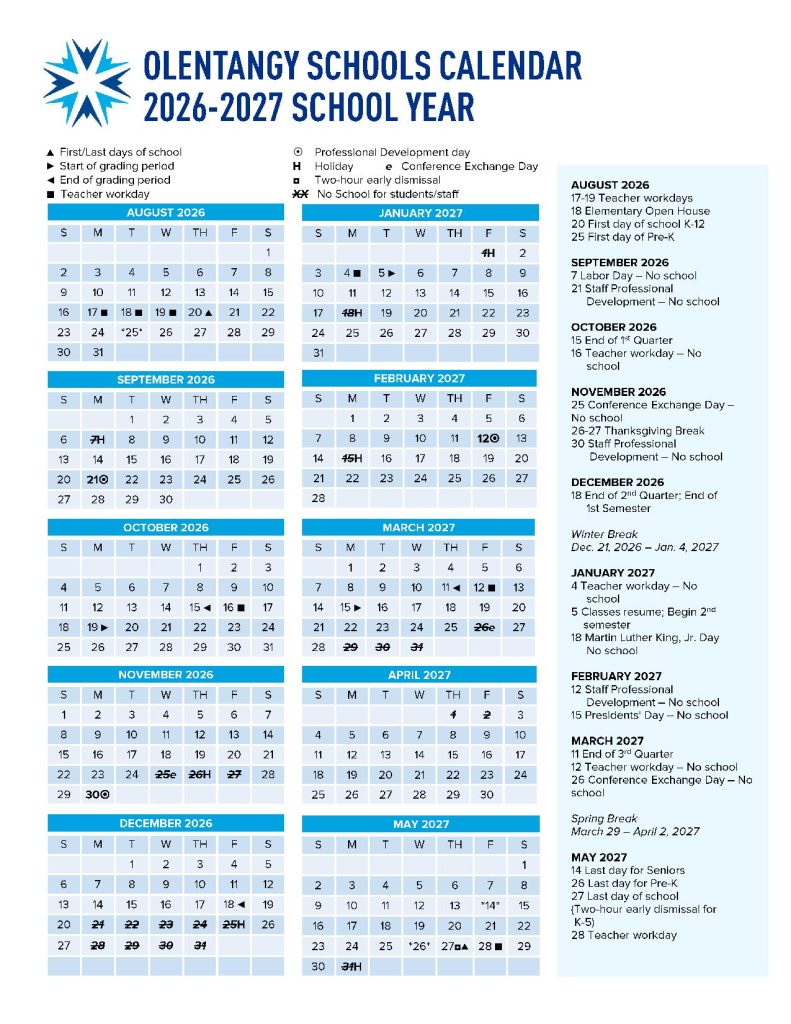 Olentangy Local School District Calendar 2026-2027