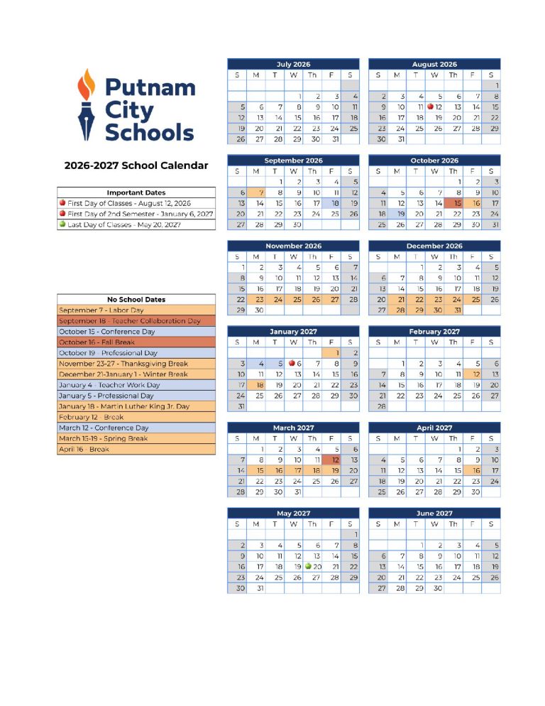 Putnam City Schools Calendar 20262027 Oklahoma