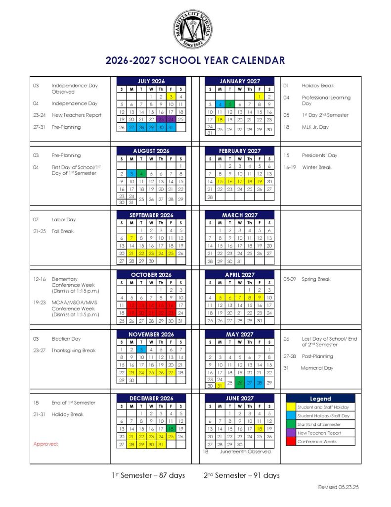Marietta City Schools Calendar 2026