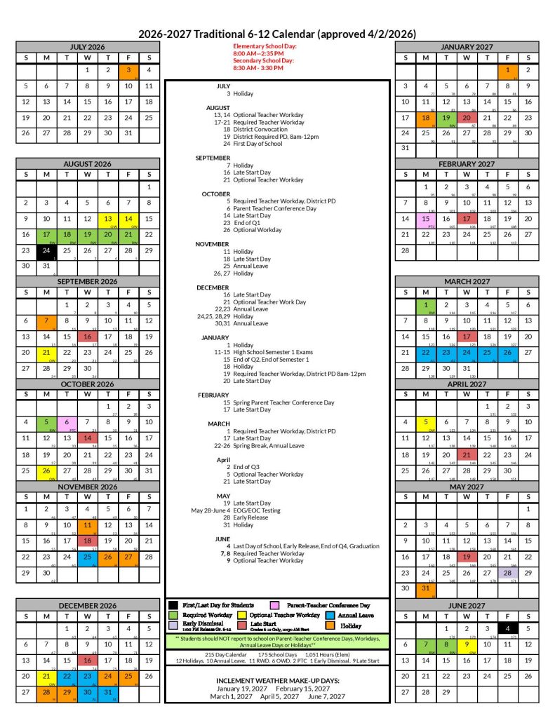Asheville City Schools Calendar 2026-2027