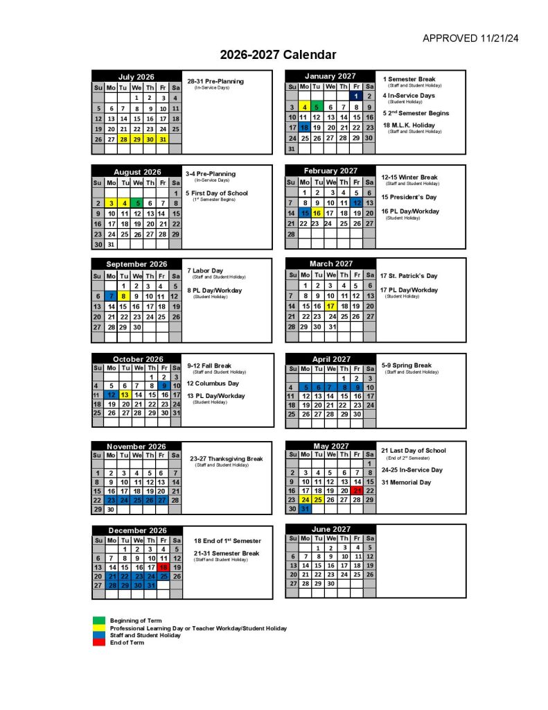 Bryan County School District Calendar 2026-2027